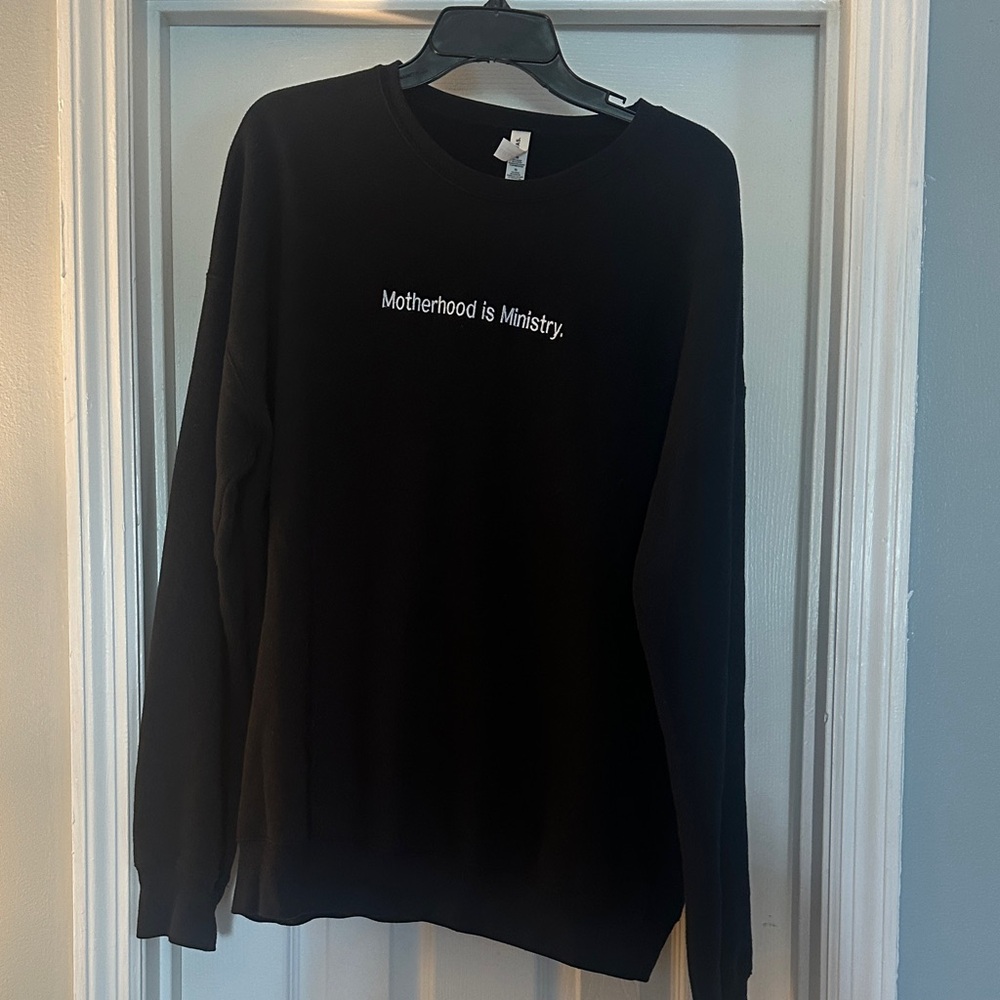 Black 'Motherhood is Ministry.' Crewneck Sweatshirt - Unbranded
